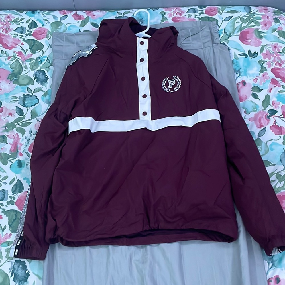 Pink Victoria secret size M/L windbreaker/bomber burgundy